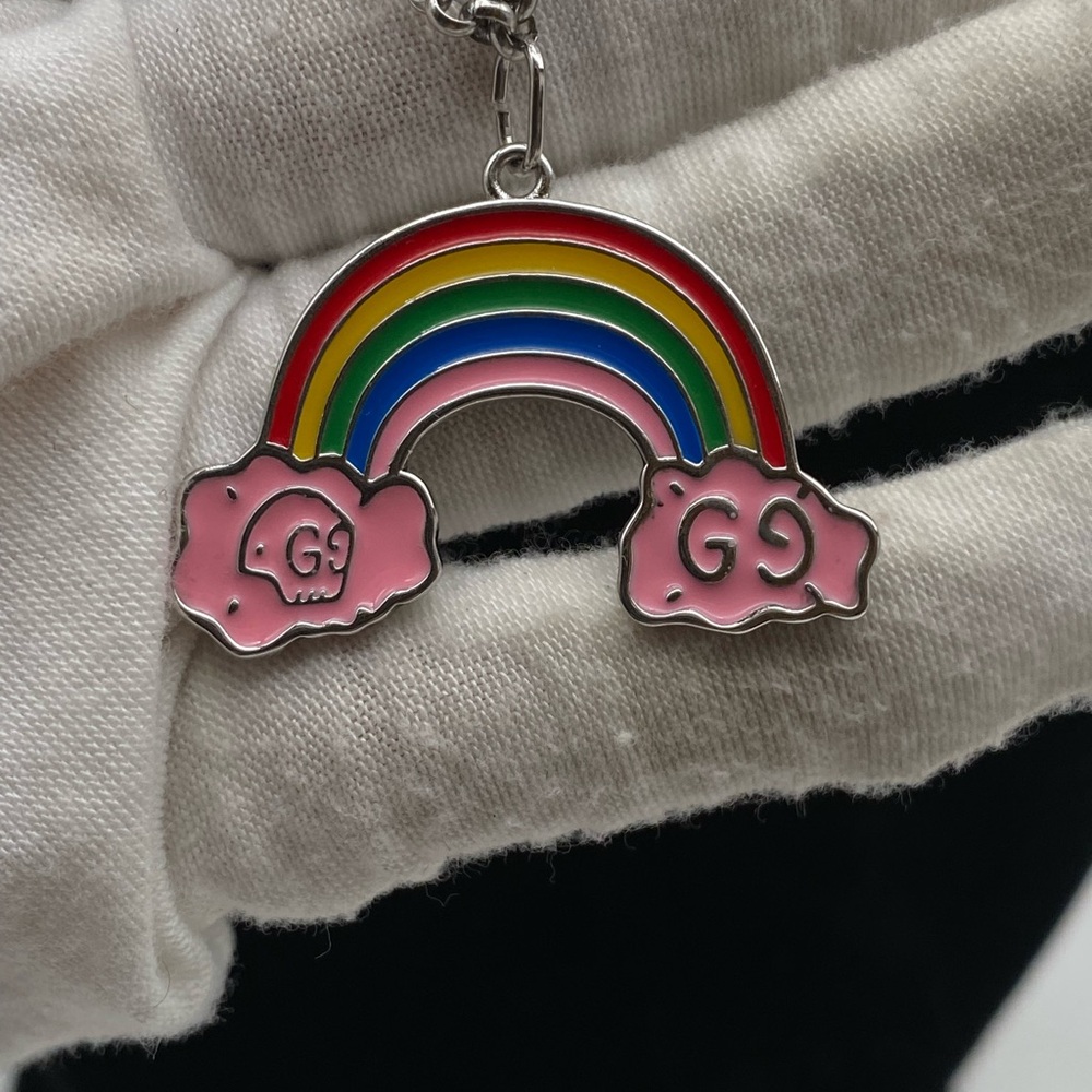 Gucci Full Inclusion Enamel Rainbow Ghost Pendant Necklace With Gift Bag & Box - Picture 13 of 16